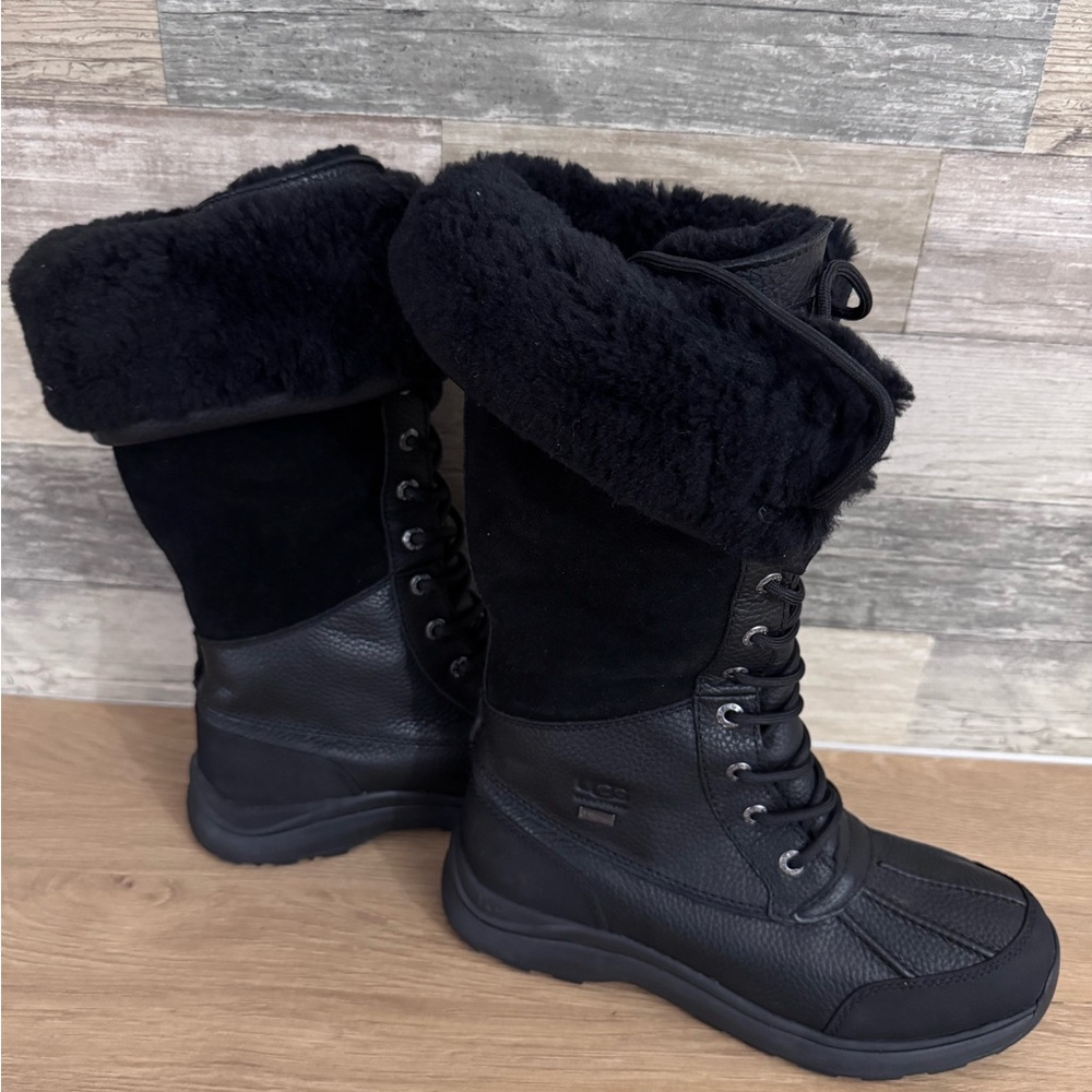 UGG Black Tall Winter Boots with Fur Trim